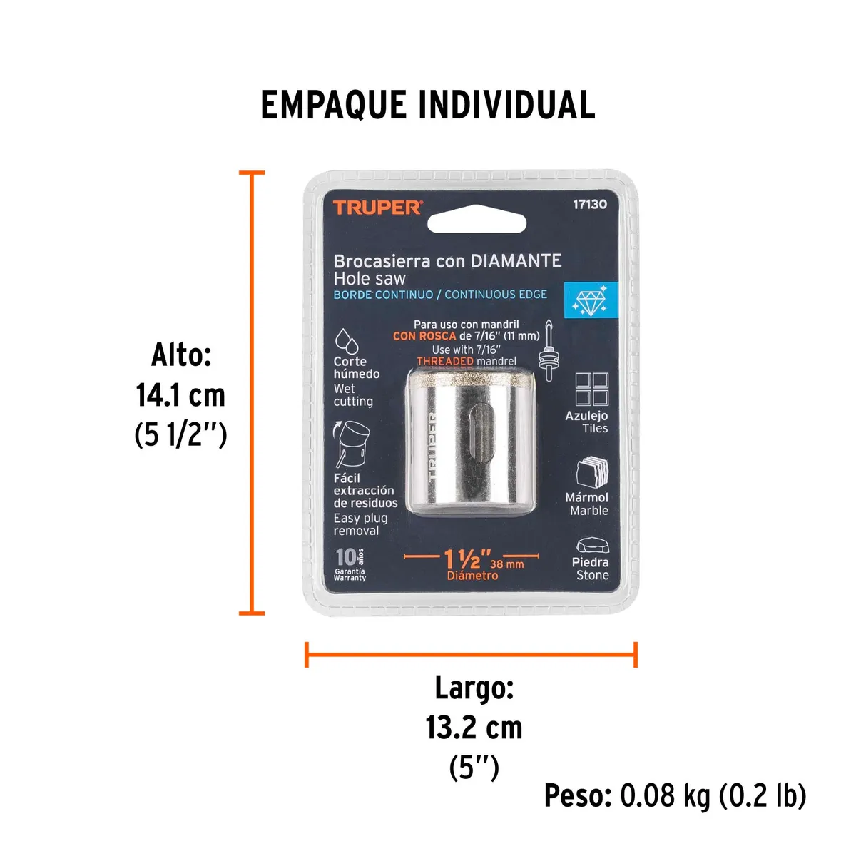 Brocasierra de Diamante Borde Continuo 1 1/2" Truper - 17130