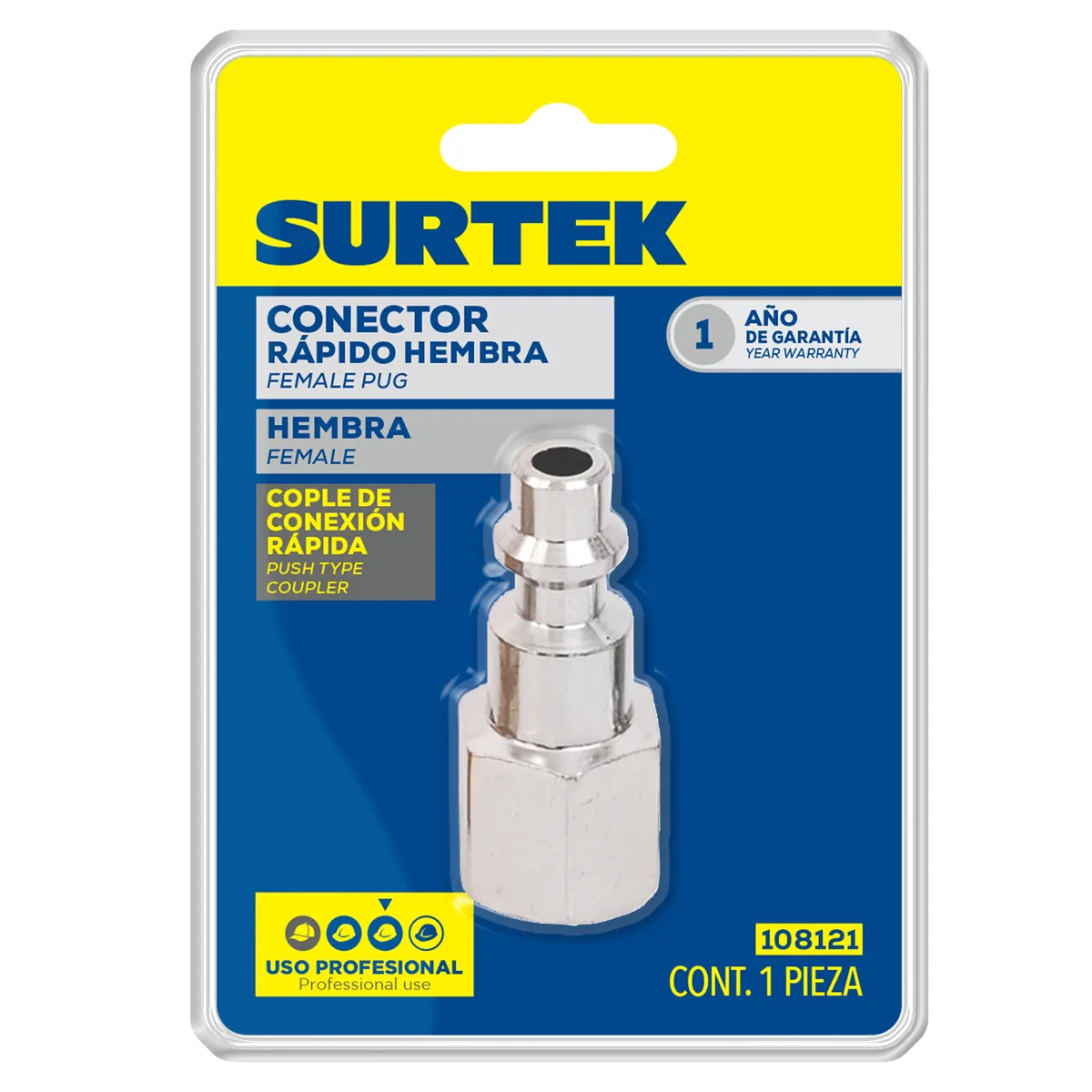 Conector de conexión rápida hembra 1/4" NPT Surtek — Paquete de 12 piezas