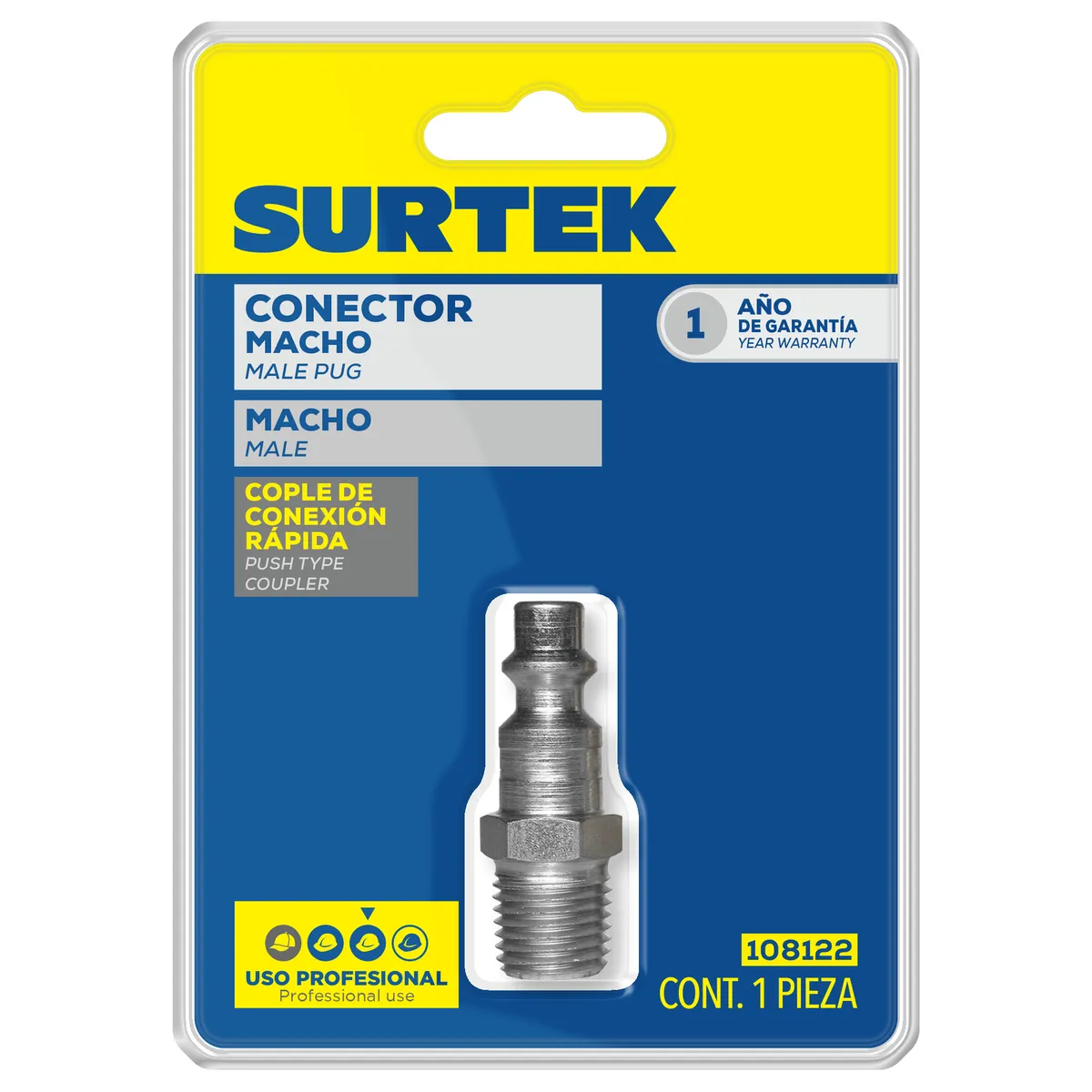 Conector de conexión rápida macho 1/4" NPT Surtek — Paquete de 12 piezas
