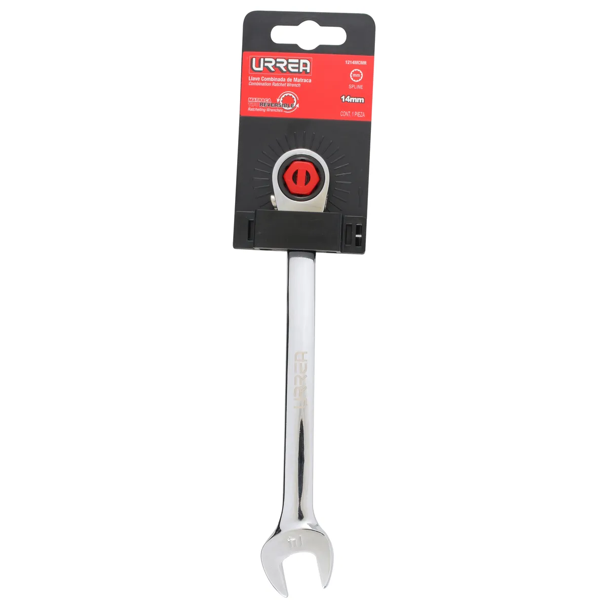 Llave métrica Urrea combinada de matraca SPLINE® reversible y llave española regular
