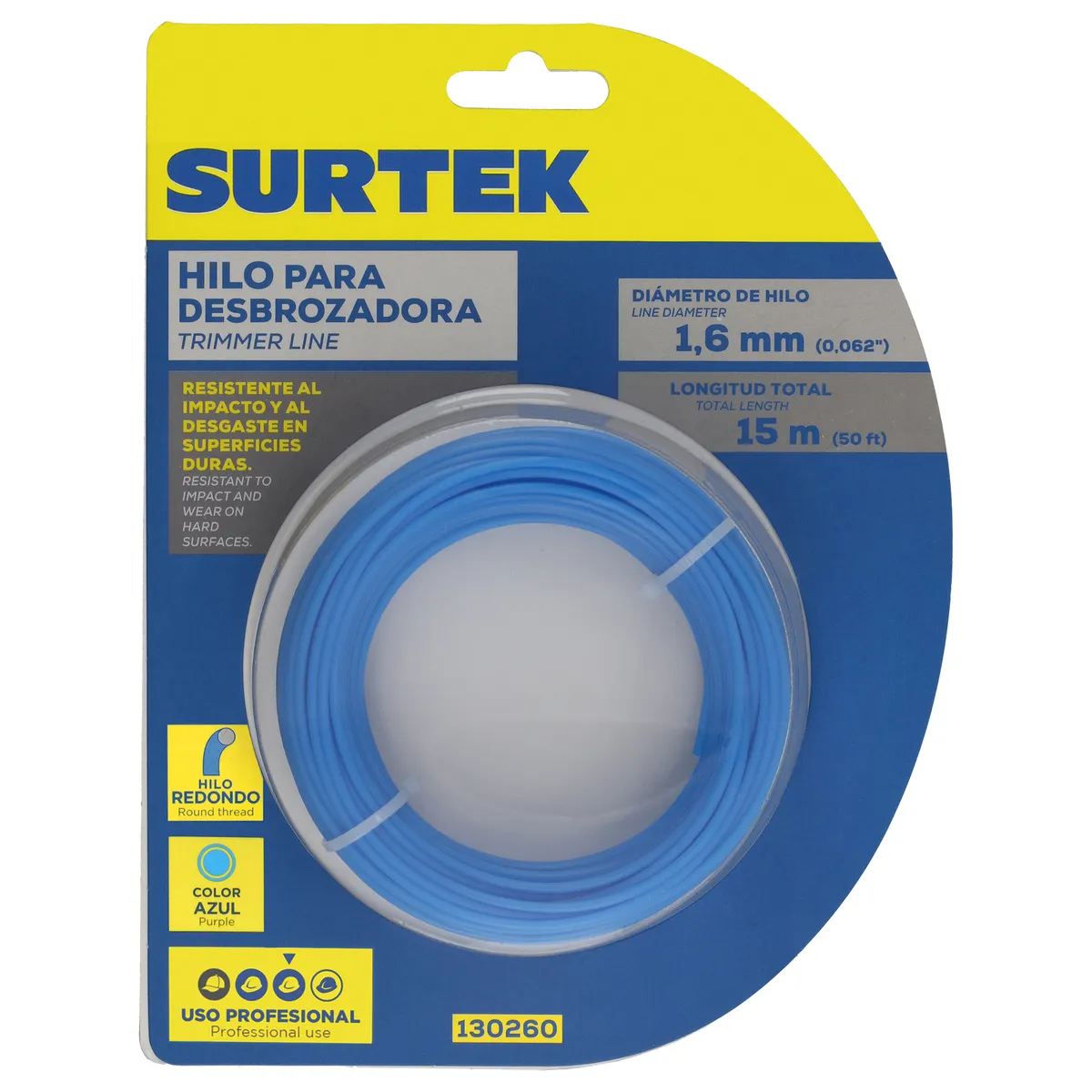 Nylon para desbrozadora en blíster 1.65mm x 15 mt Surtek
