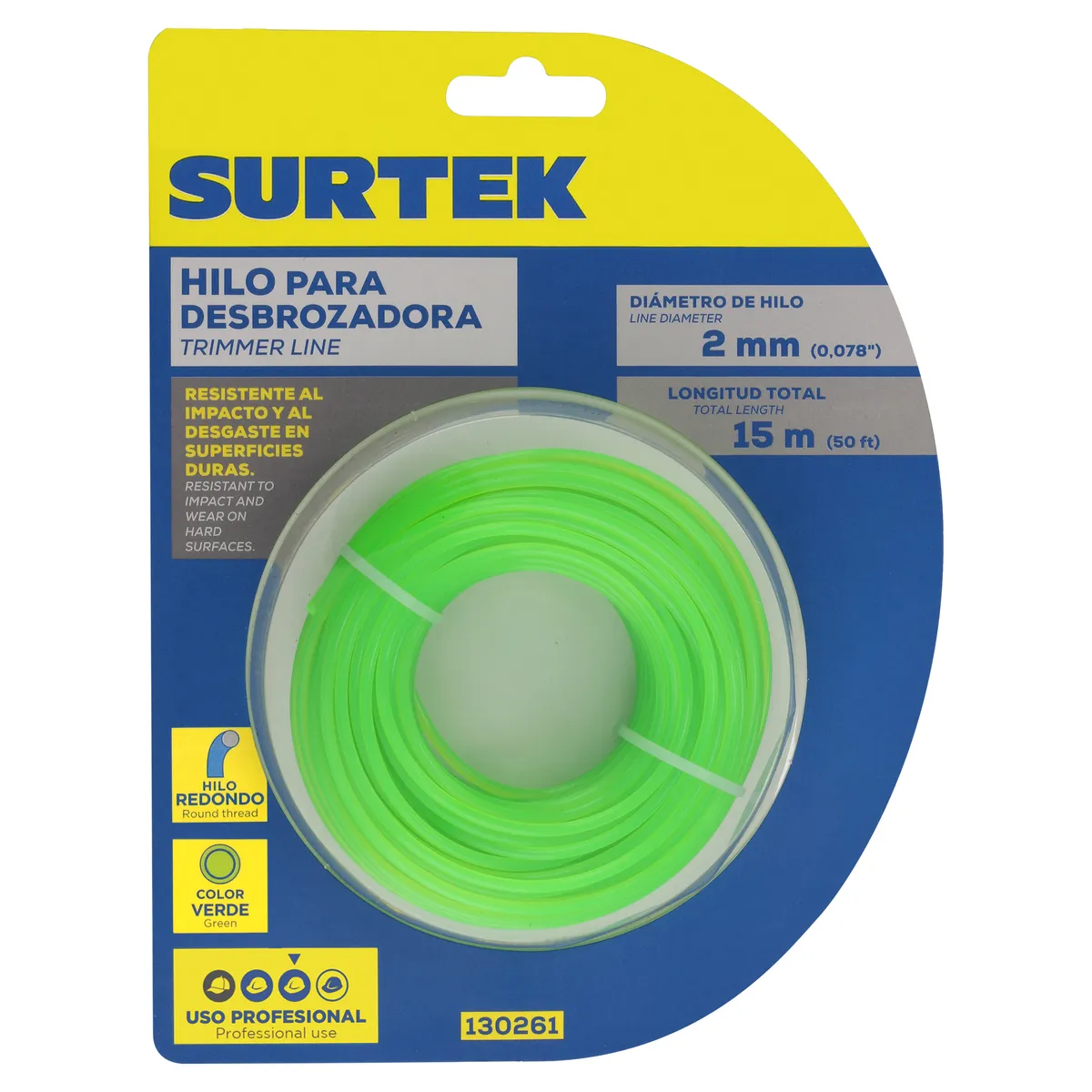 Nylon para desbrozadora en blíster 2mm x 15 mt Surtek