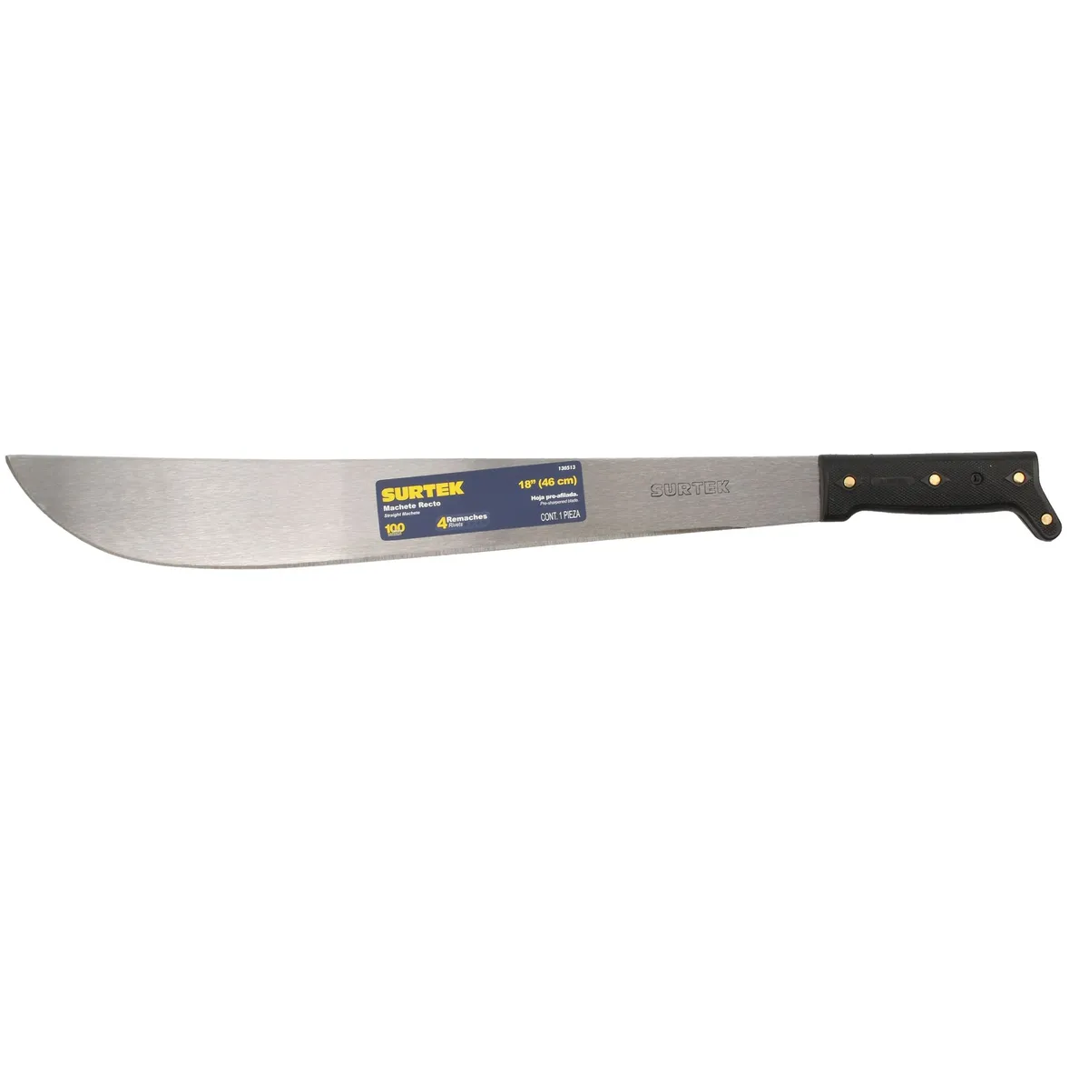 Machete cacha negra tipo recto 18" Surtek
