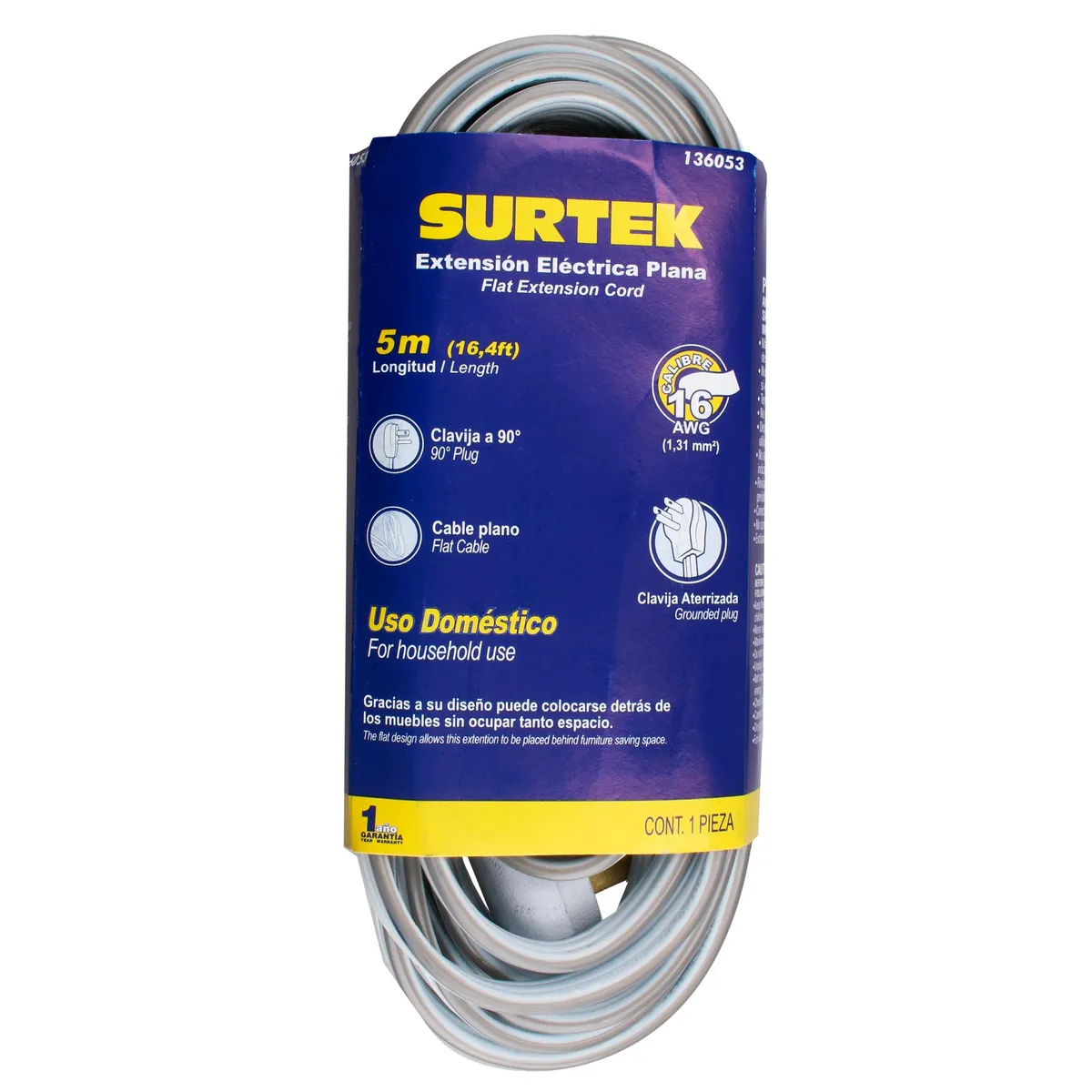 Extension elect plana aterr 5m Surtek