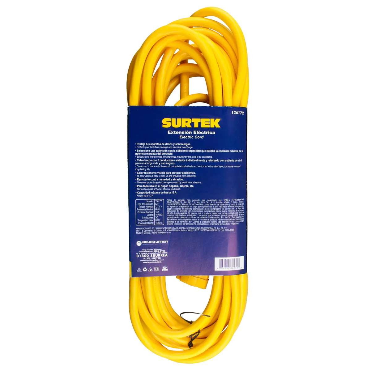 Surtek Extensión eléctrica uso rudo aterrizada 7.6m