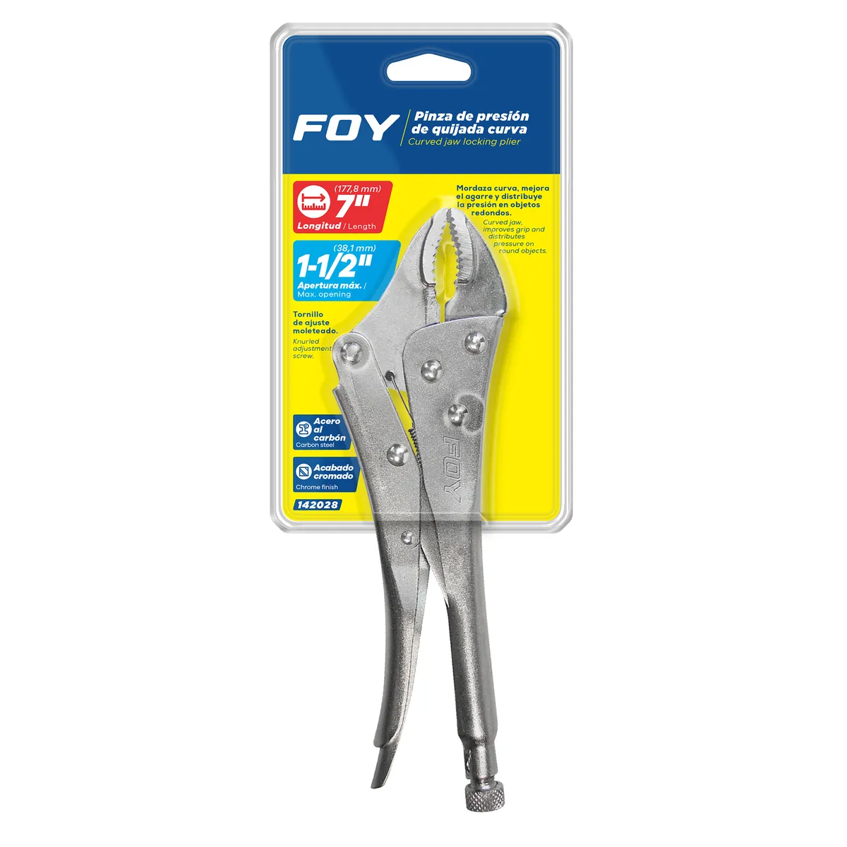 Pinza de presión quijada curva 7" Foy