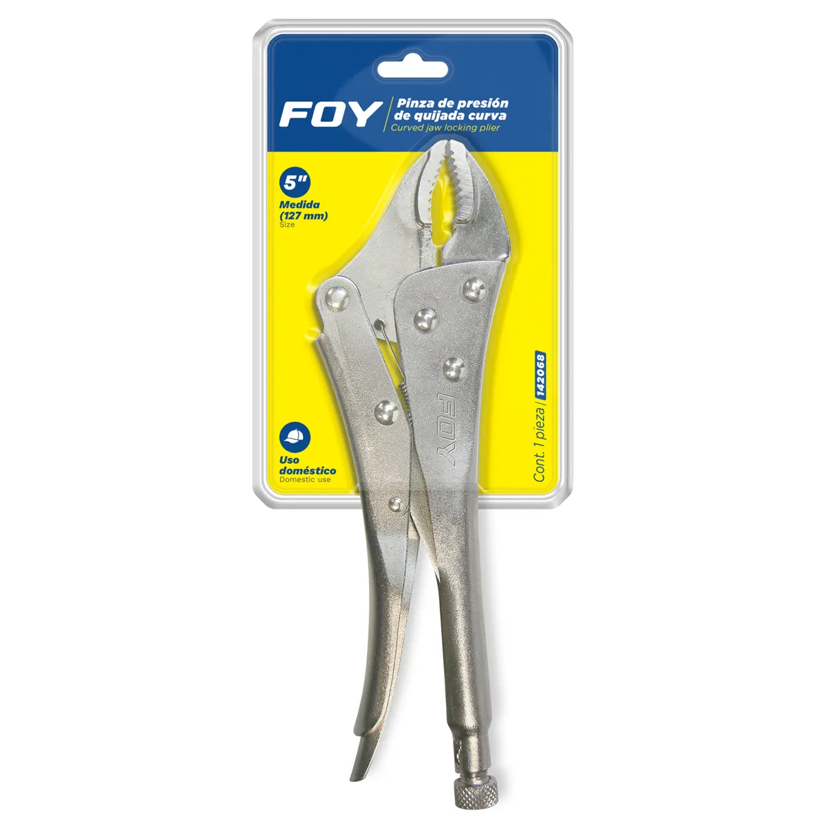 Pinza de presión quijada curva 5" Foy