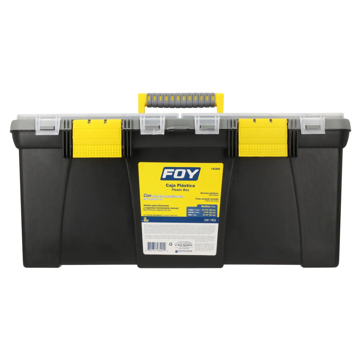 Caja portaherramientas plástica con organizadora 22" Foy