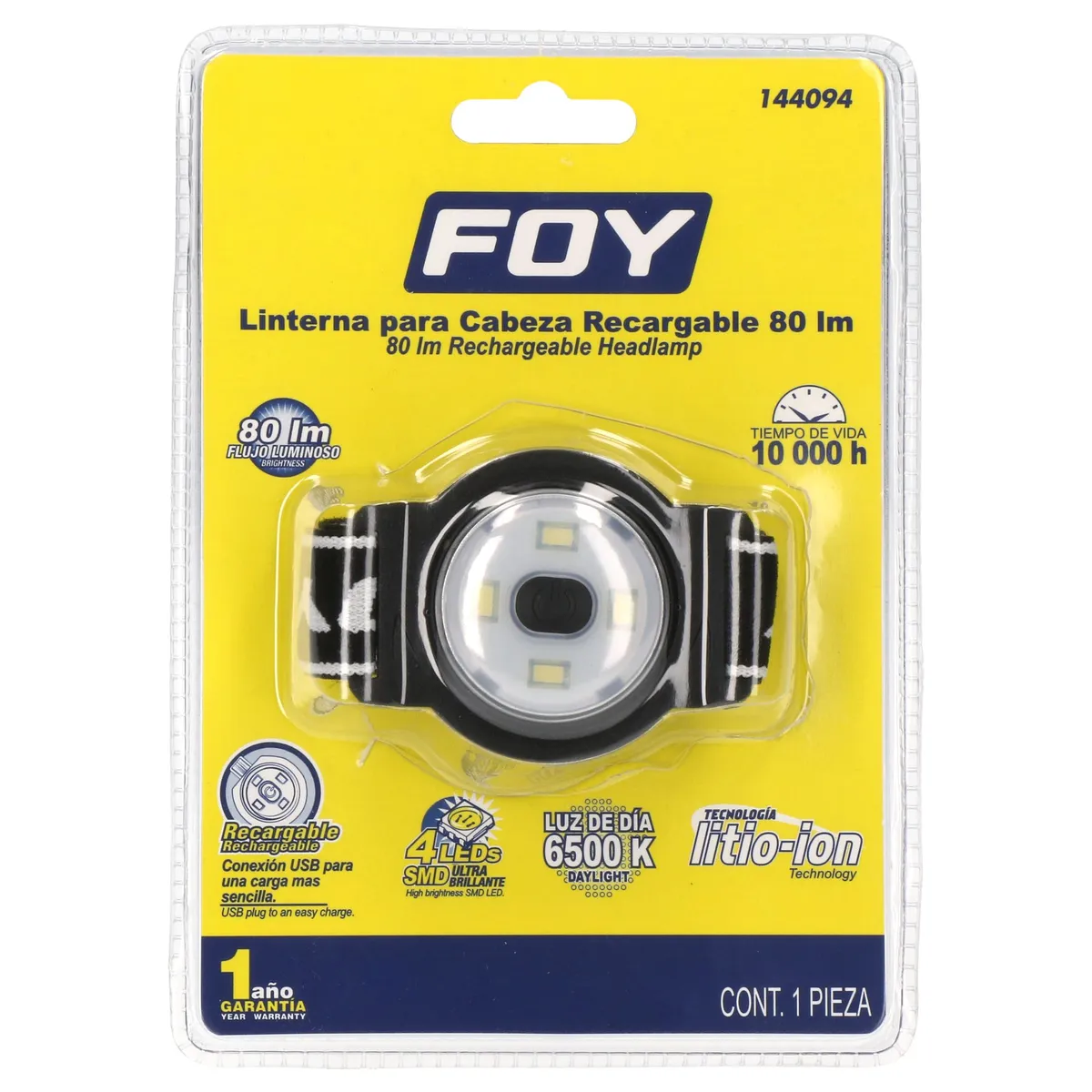 Linterna para cabeza recargable Surtek Foy