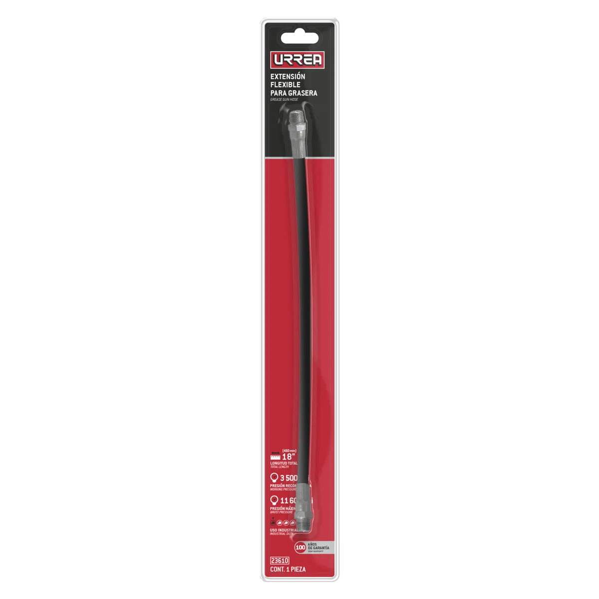Extensión flexible para inyector de grasa 18" Urrea