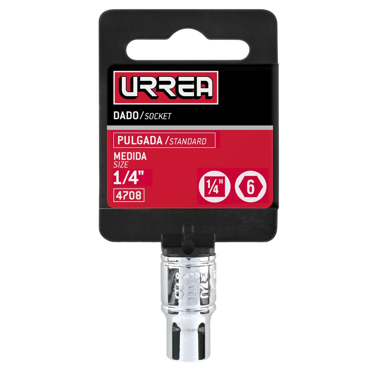 Dado 1/4" 6 puntas 1/4" Urrea — Paquete de 6 piezas