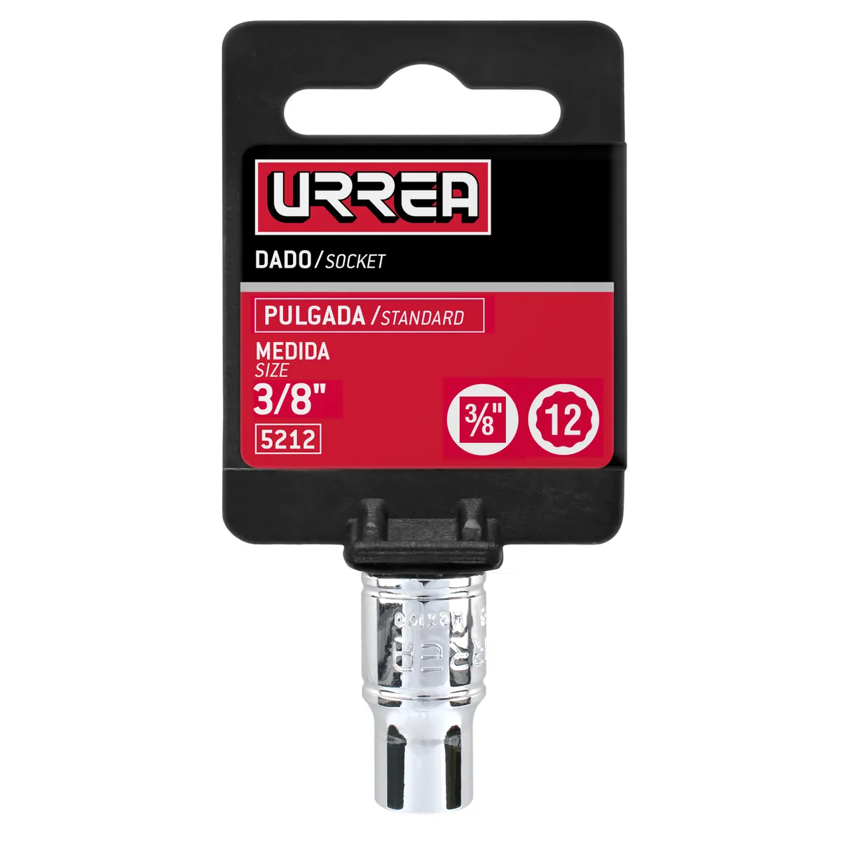 Dado 3/8" 12 puntas 3/8" Urrea — Paquete de 6 piezas