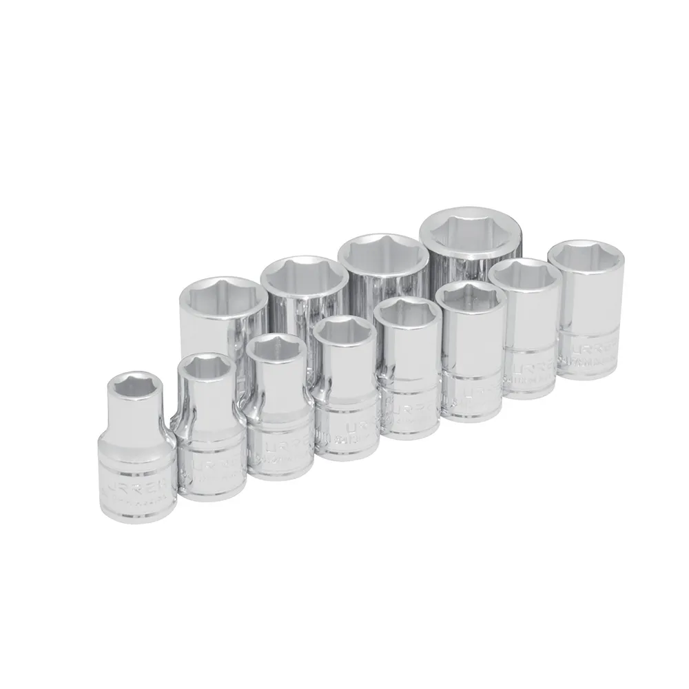 Juego de 12 dados metricos boca 1/2" de 6 puntas Urrea