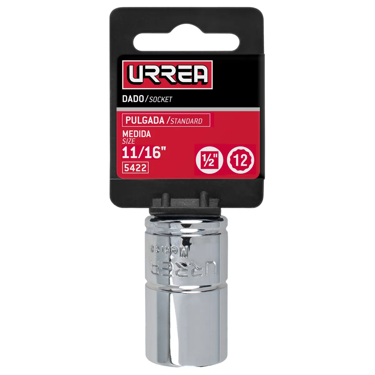 Dado 1/2" 12 puntas 11/16" Urrea — Paquete de 6 piezas