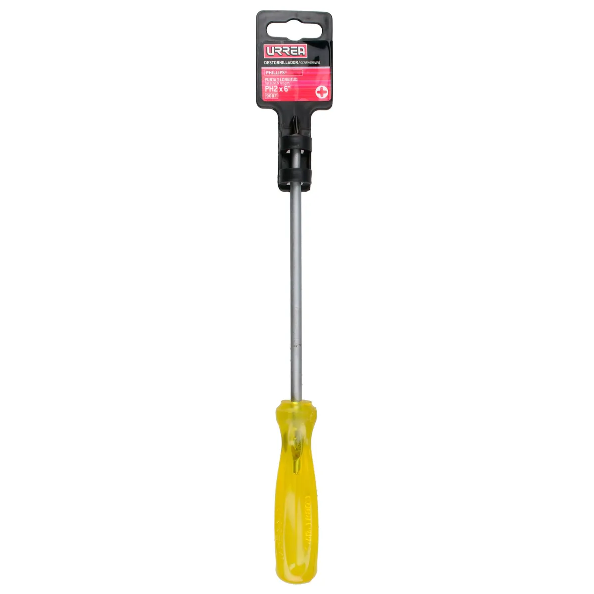 Desarmador ámbar redondo Phillips® # 2 1/4" x 6 Urrea — Paquete de 6 piezas