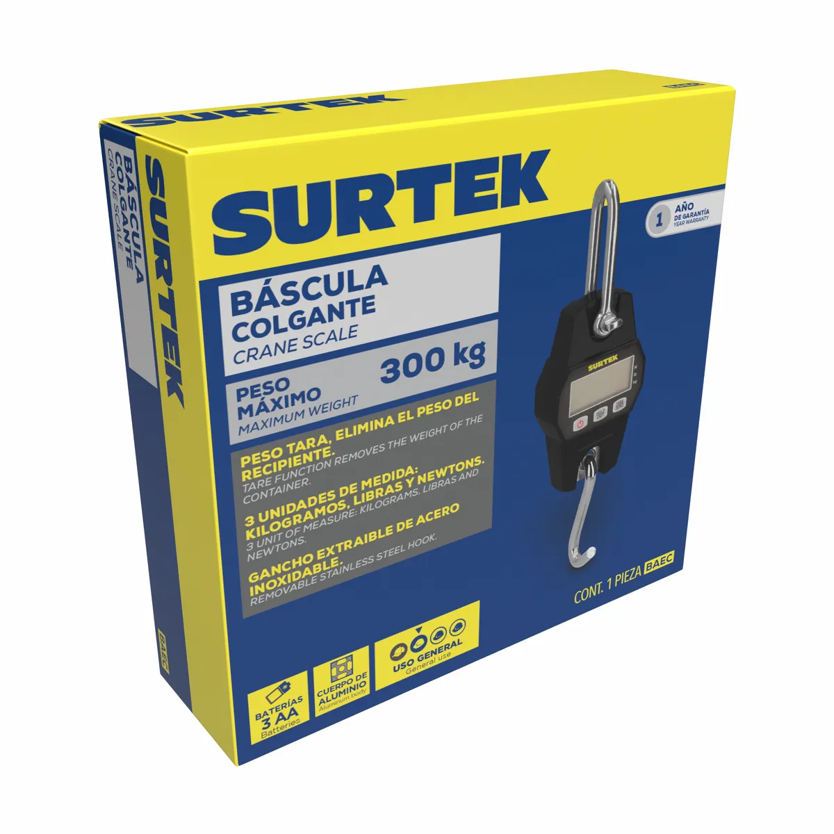 Báscula electrónica colgante 3 00 kg Surtek