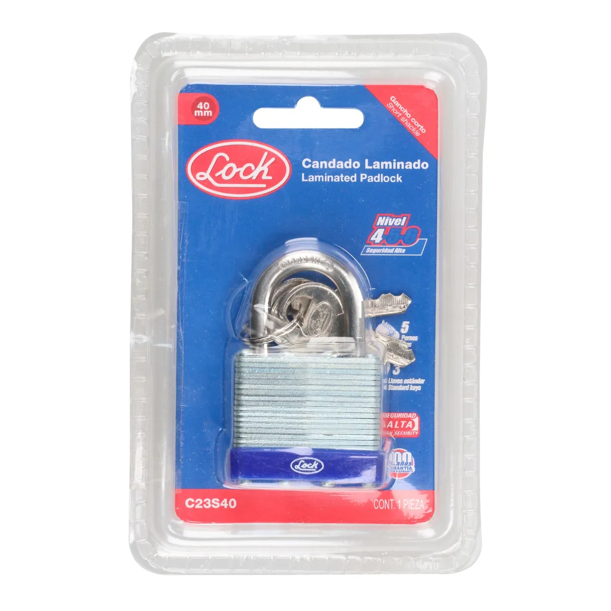 Candado laminado corto 40 mm Lock