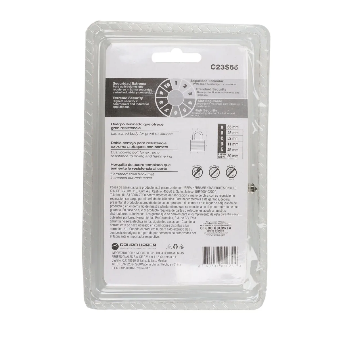 Candado laminado 65 mm Lock