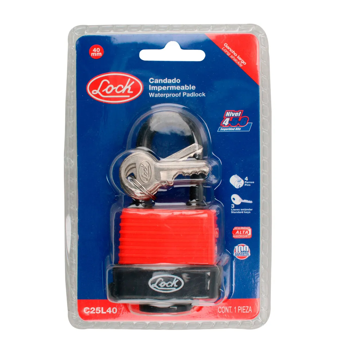 Candado impermeable largo 40 mm Lock