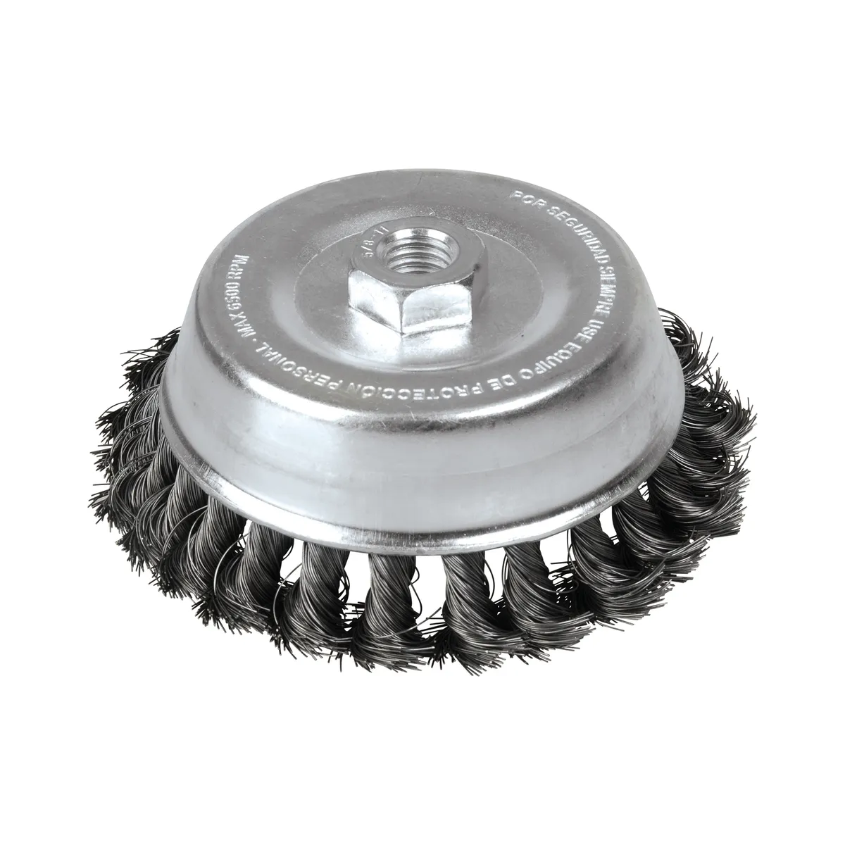 Carda copa trenzada alambre gr ueso 4" x 0.50 con rosca M14 Foy