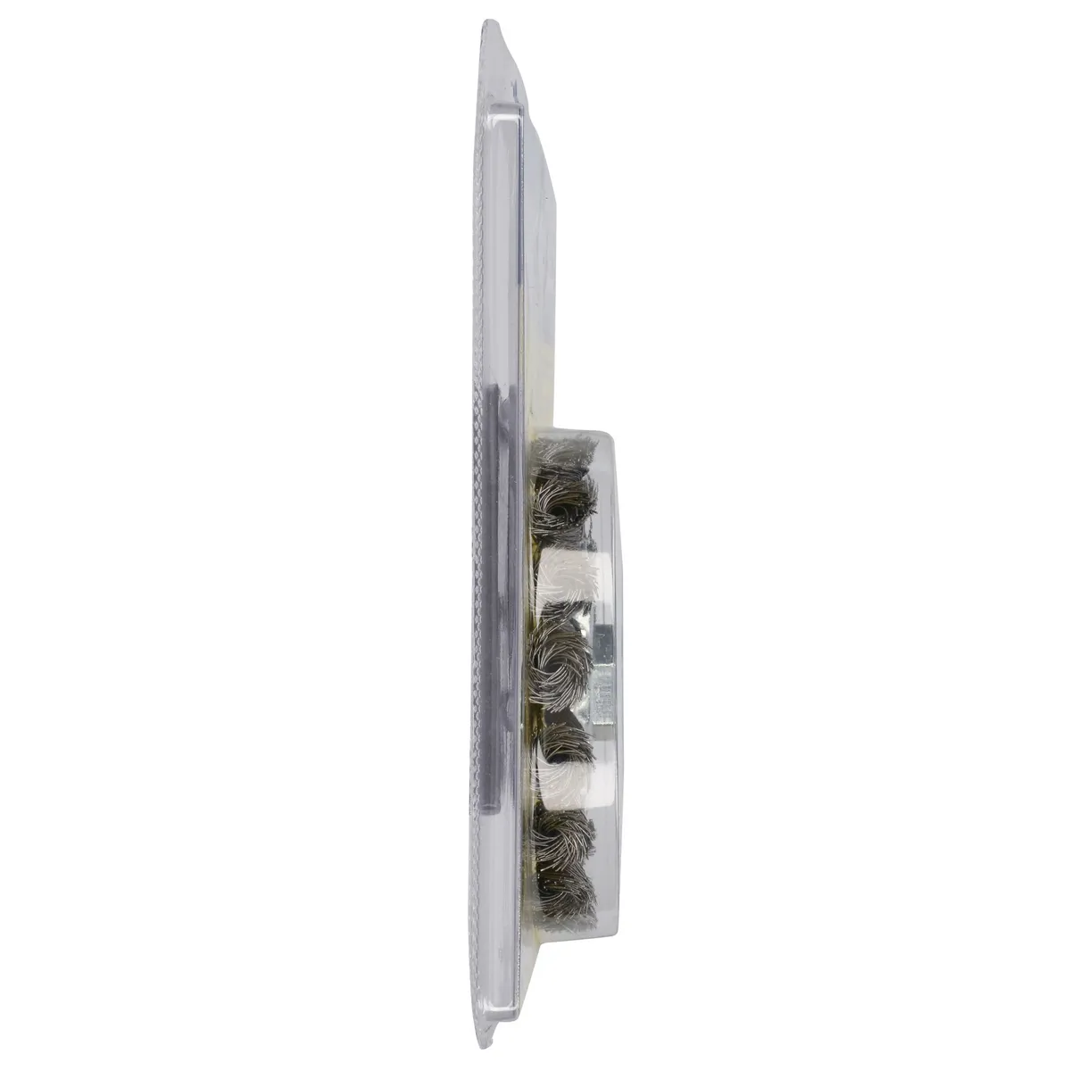 Carda circular trenzada alambr e delgado 4" x 0.35 con rosca 5/8" Foy