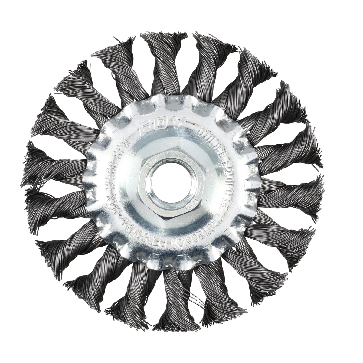 Carda circular trenzada alambr e delgado 4" x 0.35 con rosca M14 Foy