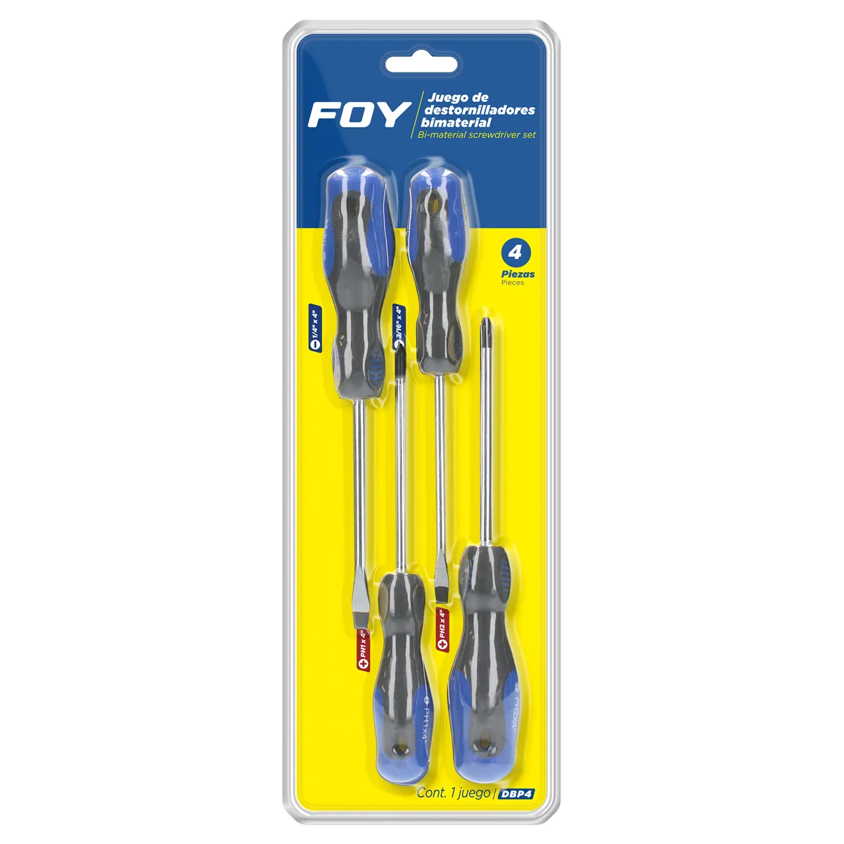 Juego de 4 desarmadores bimaterial Foy