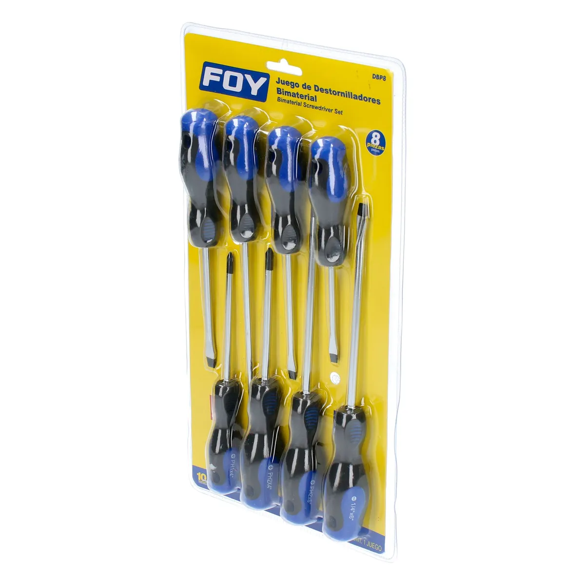 Juego de 8 desarmadores bimaterial Foy