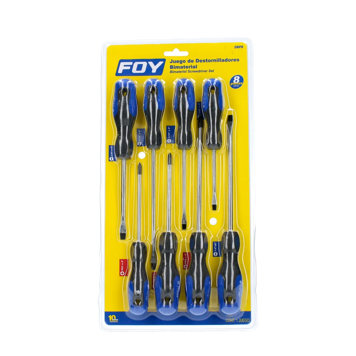 Juego de 8 desarmadores bimaterial Foy