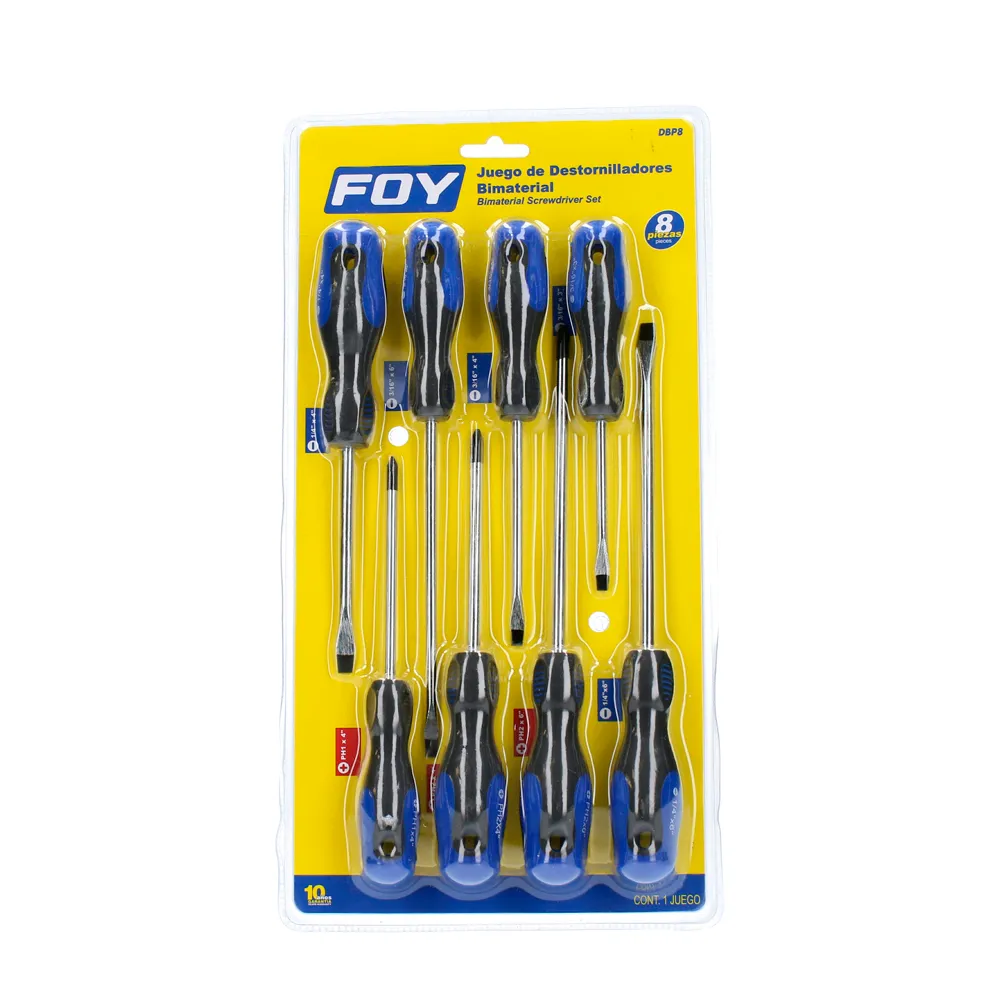Juego de 8 desarmadores bimaterial Foy