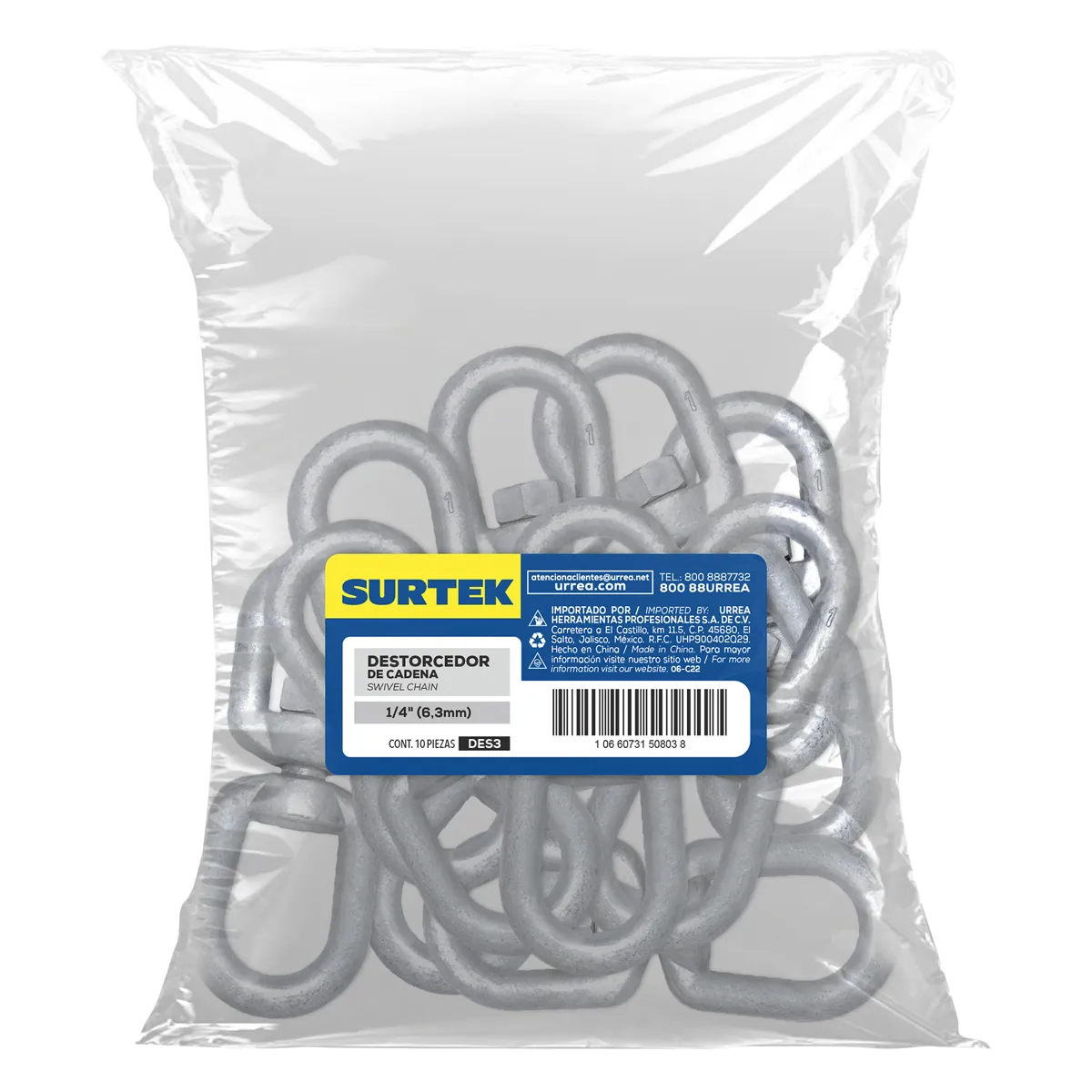 Destorcedor de cadena 1/4" Surtek — Paquete de 10 piezas