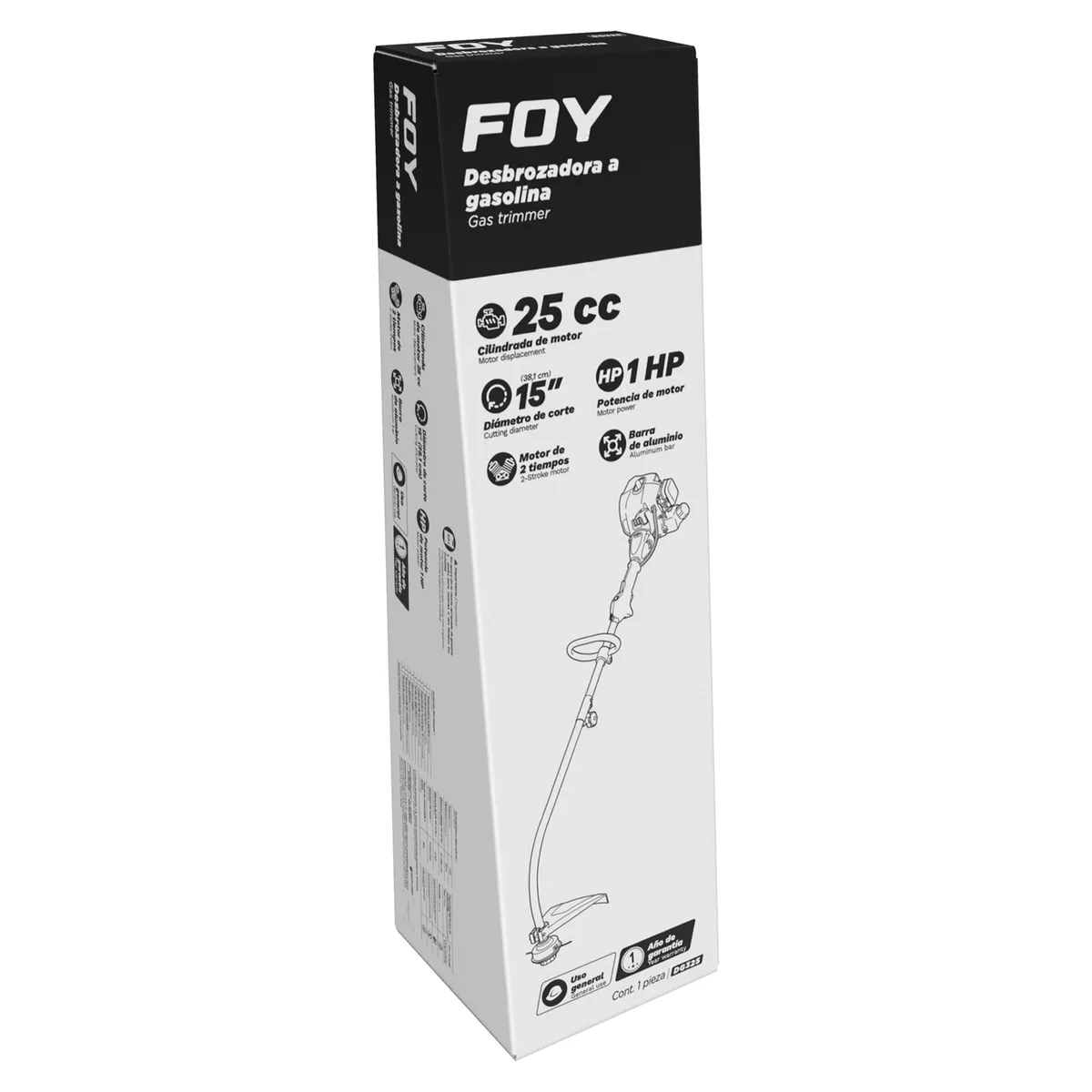 Desbrozadora a gasolina curva 16.3" 25 cc Foy