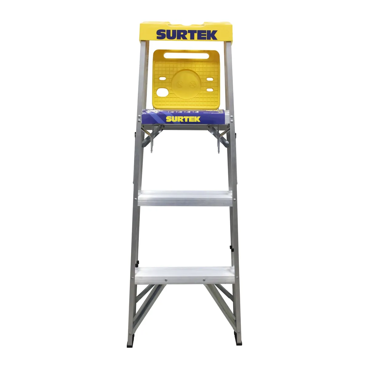 Surtek Escalera de aluminio tipo tijera, 3 peldaños, 1.21mt