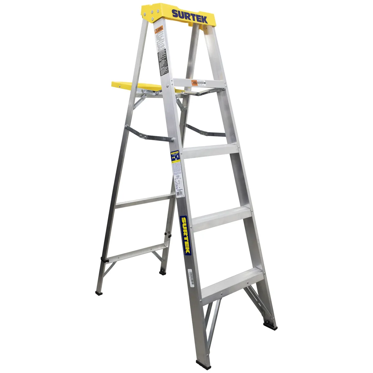 Surtek Escalera de aluminio tipo tijera, 4 peldaños, 1.54mt
