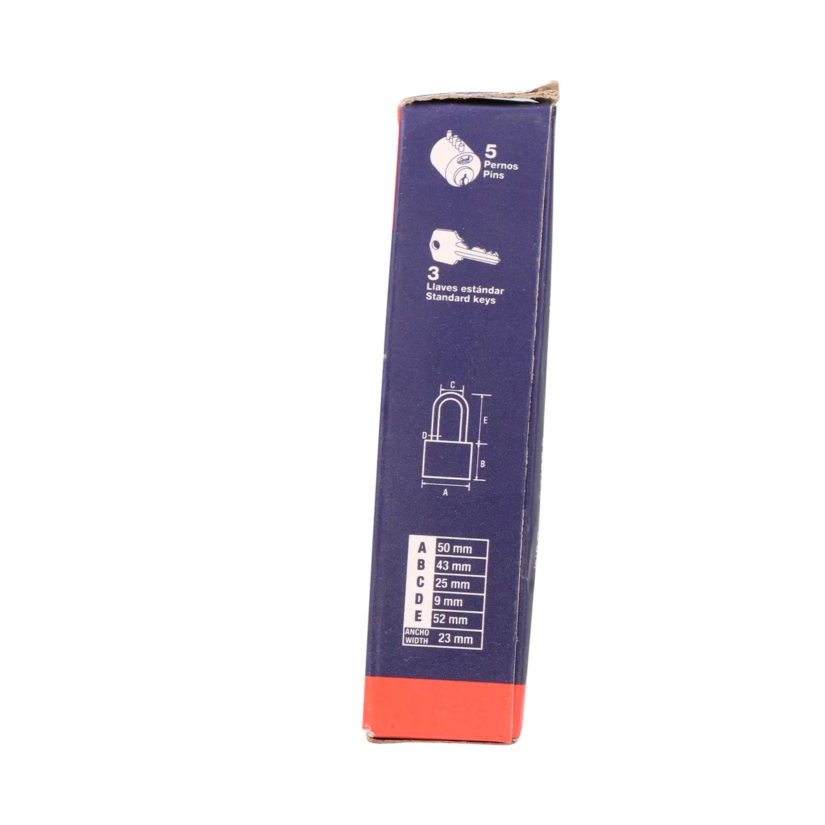 Candado de acero largo llave estándar 50mm en caja Lock