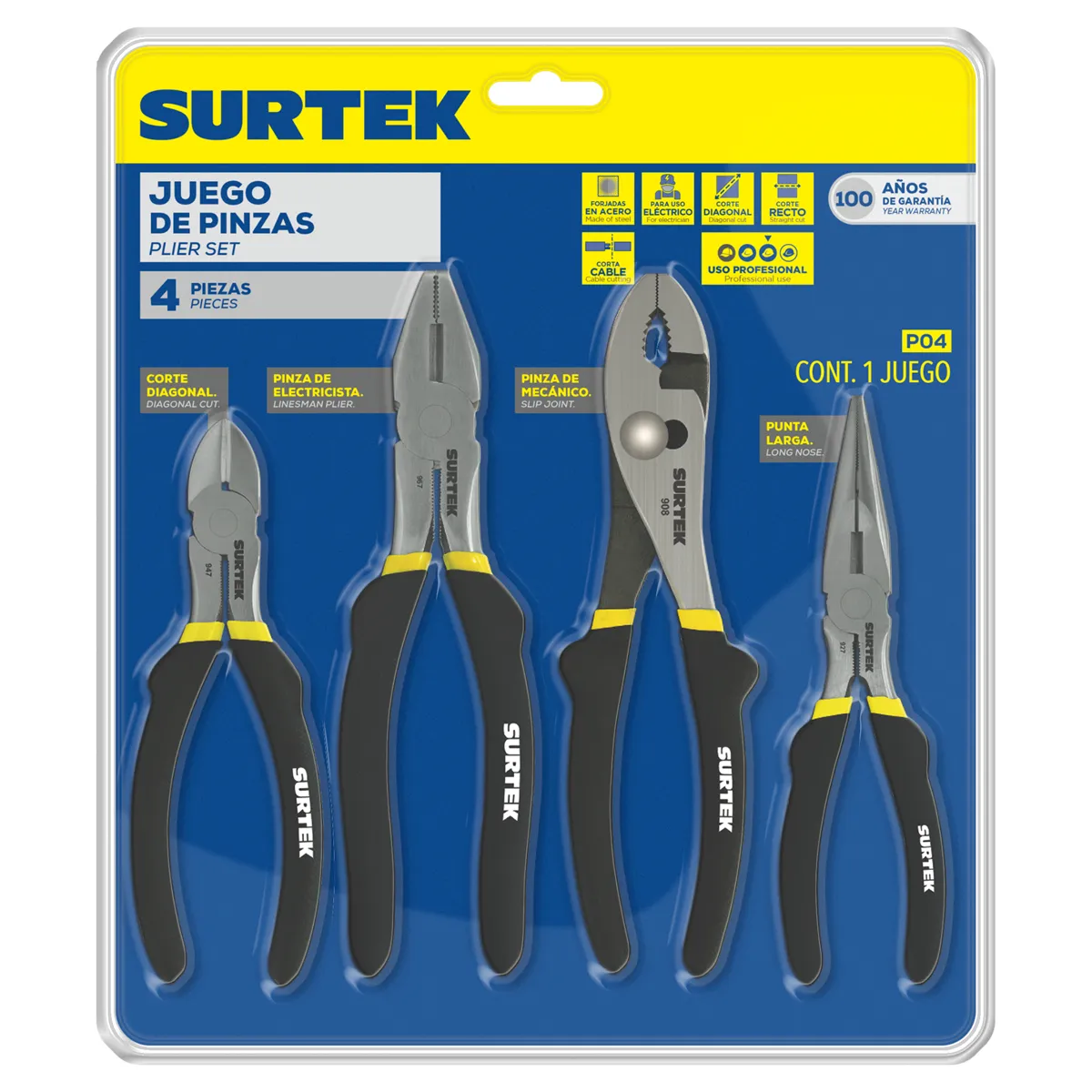 Surtek Juego 4 pinzas