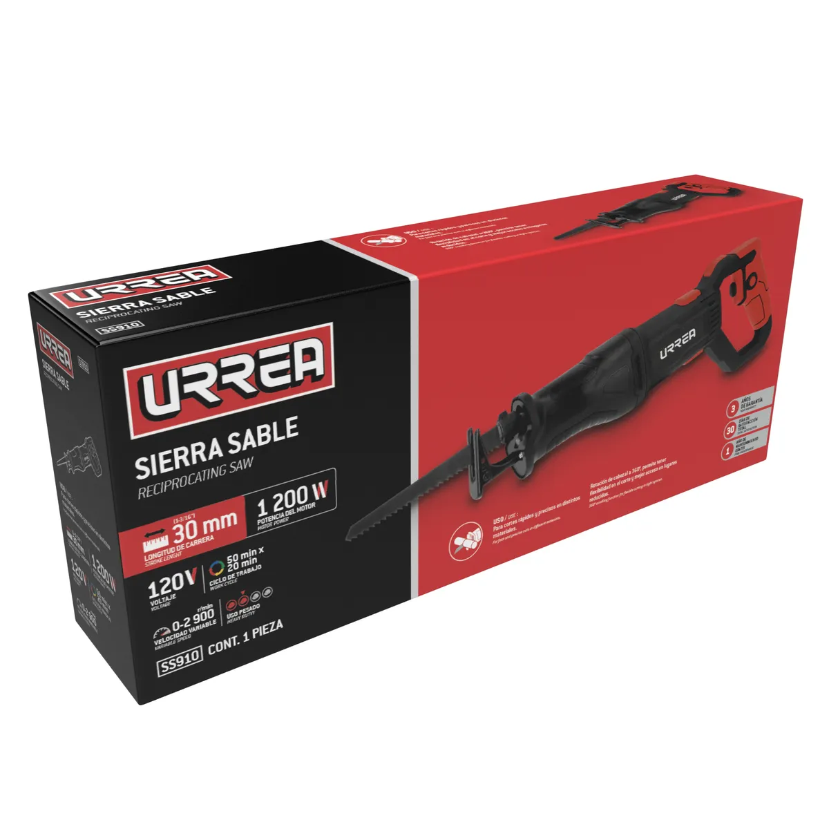 Sierra sable 10" 1,200 W 120 V , 0 - 2,900 RPM Urrea