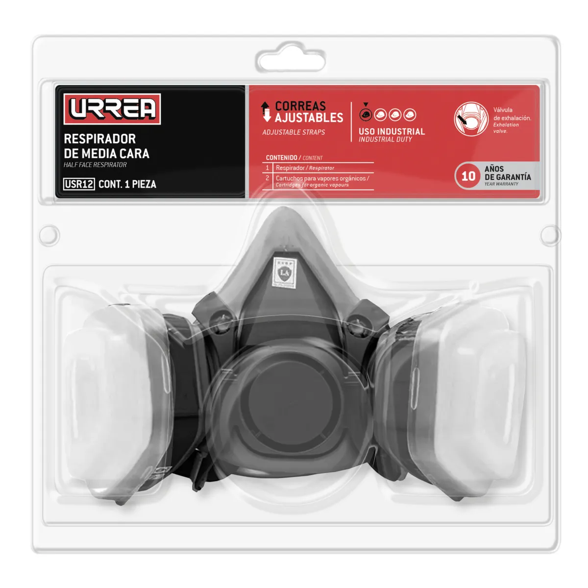 Mascarilla respirador media ca ra 2 filtros Urrea